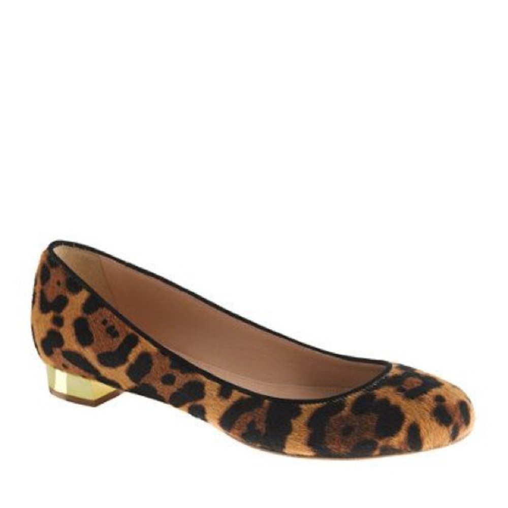 J. Crew Leopard Flats with Gold Heel